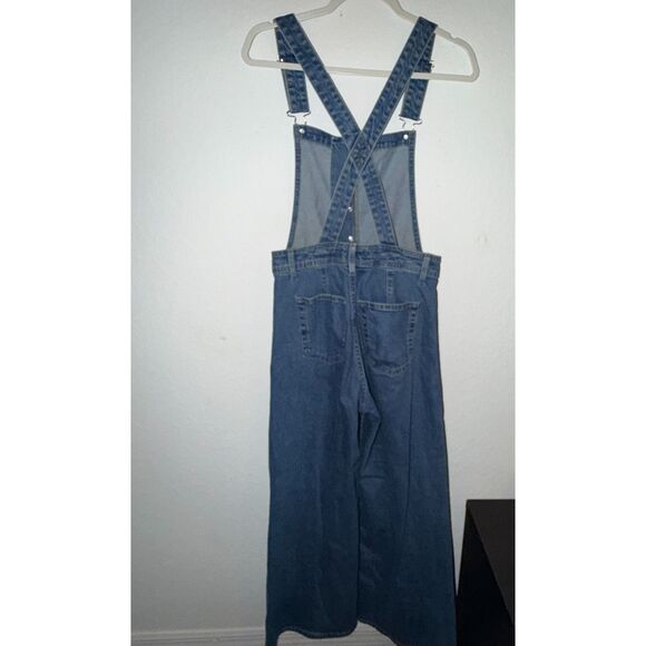 Women’s Denim Sailor Overalls Universal Thread Sz 6 Blue Wide Leg Adjust/ Straps - Picture 3 of 4